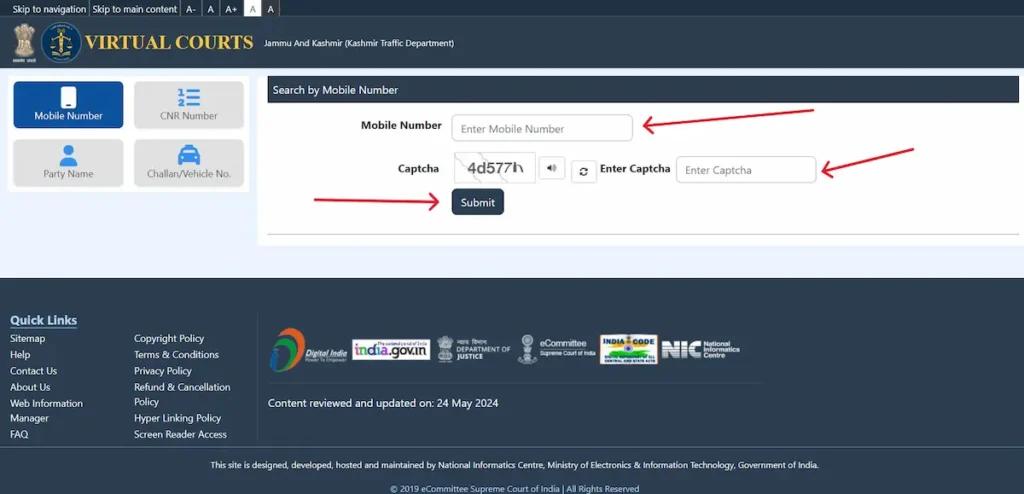 Enter the corresponding detail, solve the captcha, and click Submit.